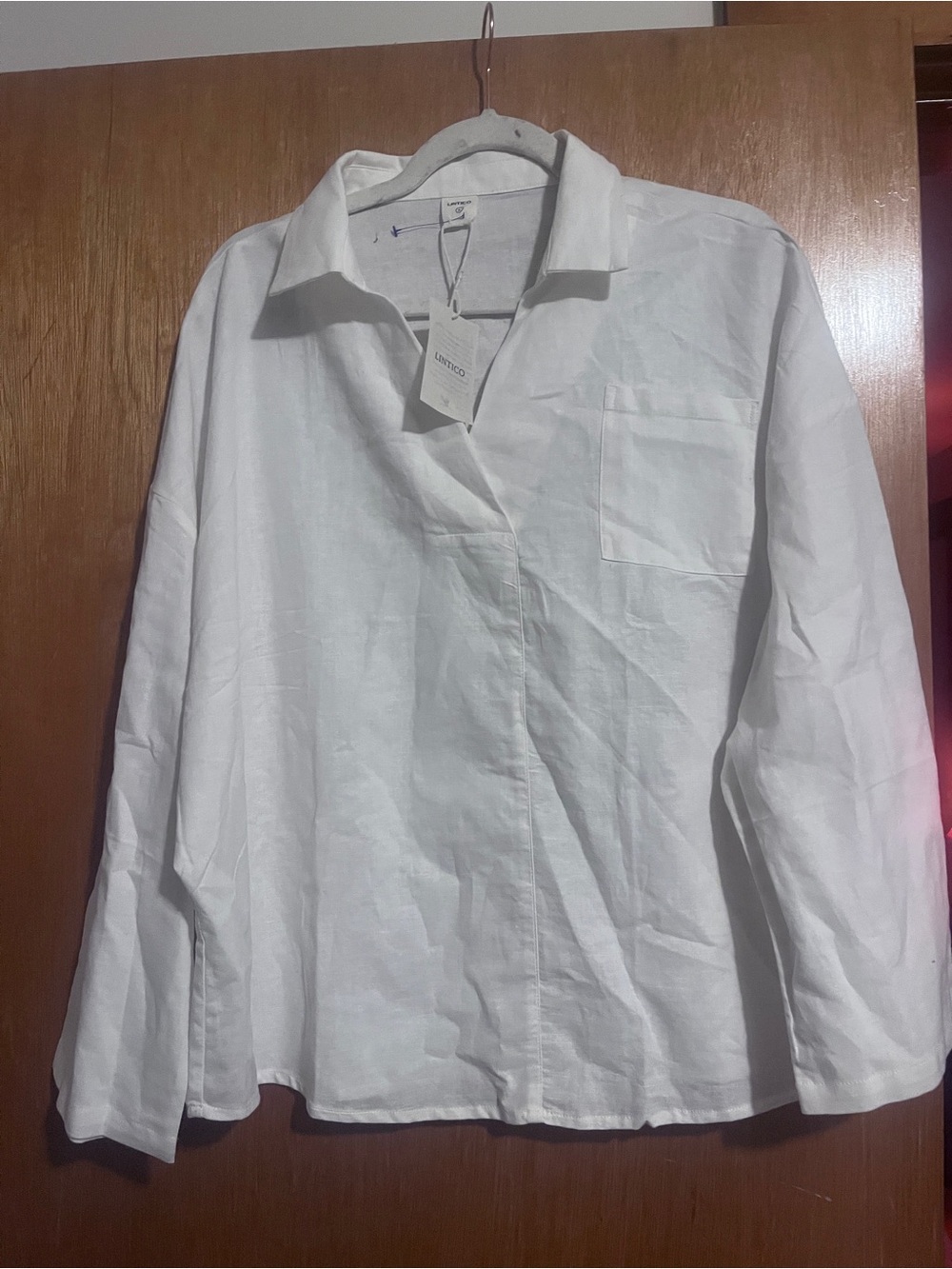 Linen Blend White  Shirt - Lightweight Button-Up